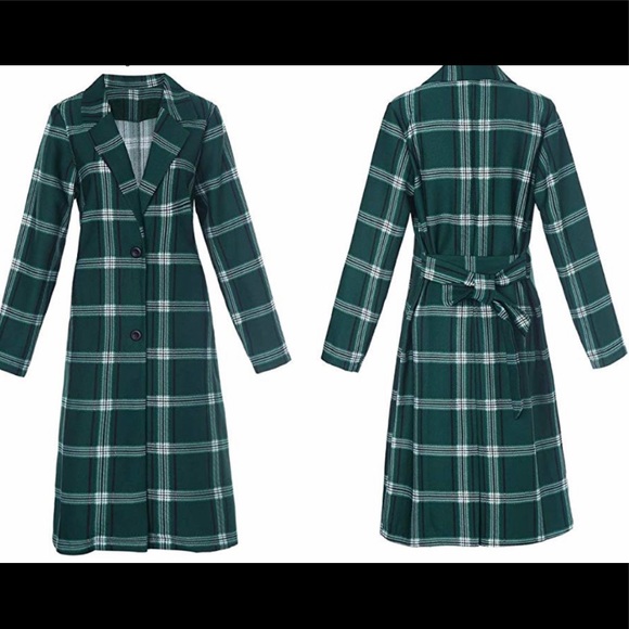 Jackets & Blazers - Plaid Lightweight Trench Coat